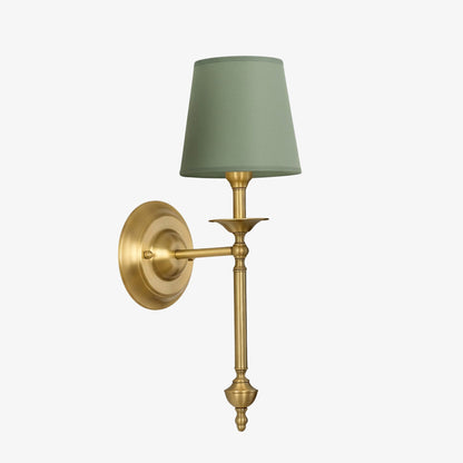 Stoffen Wandlamp met Vintage Koperen Afwerking – Sfeervolle Verlichting voor Hal, Slaapkamer en Woonkamer