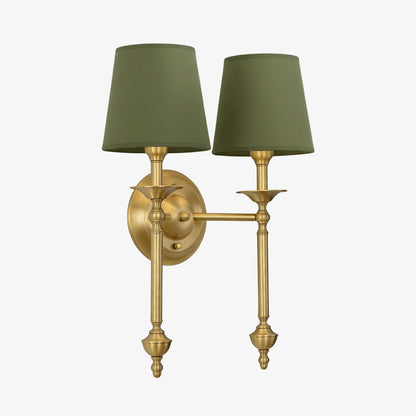Stoffen Wandlamp met Vintage Koperen Afwerking – Sfeervolle Verlichting voor Hal, Slaapkamer en Woonkamer