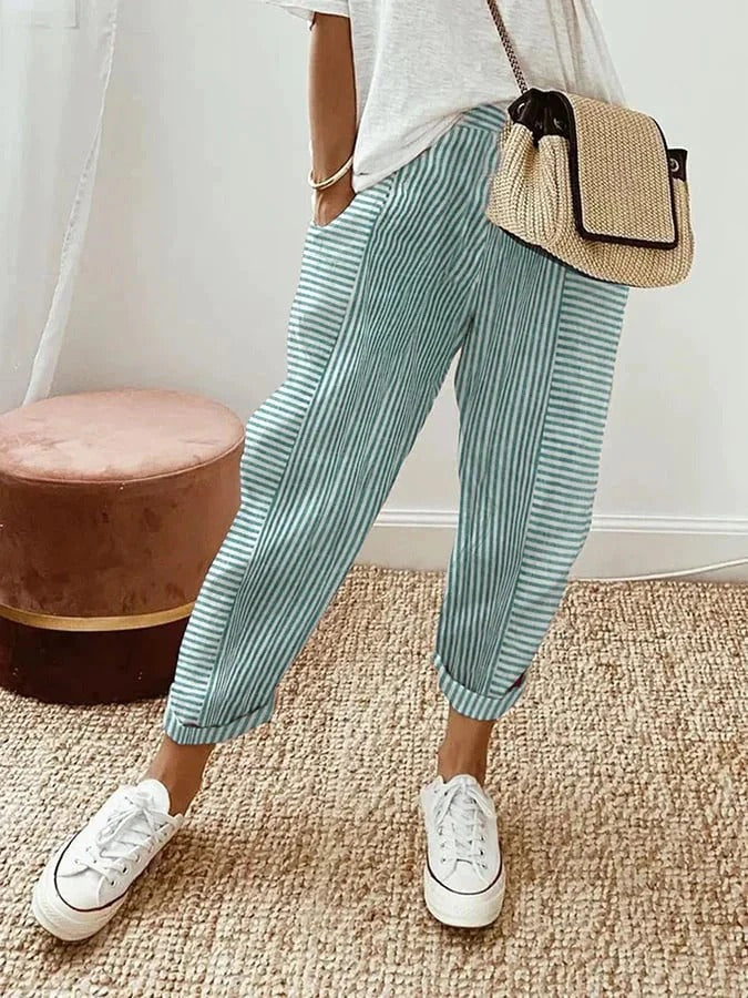 Katoenen Broek Gestreept Comfortabel Dame