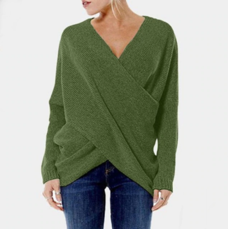 Damestrui van Kasjmier Herfst/Winter Warme Trui met Criss-Cross Detail