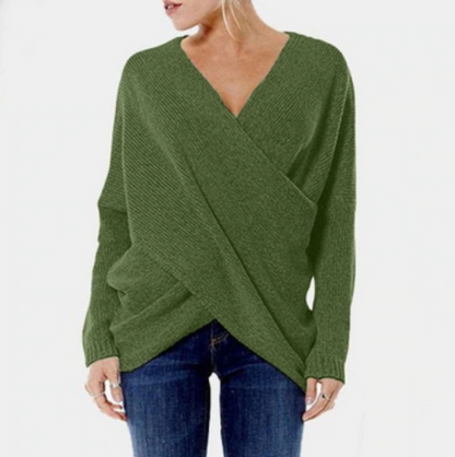 Damestrui Kasjmier Criss-Cross Detail Warme Herfst Trui