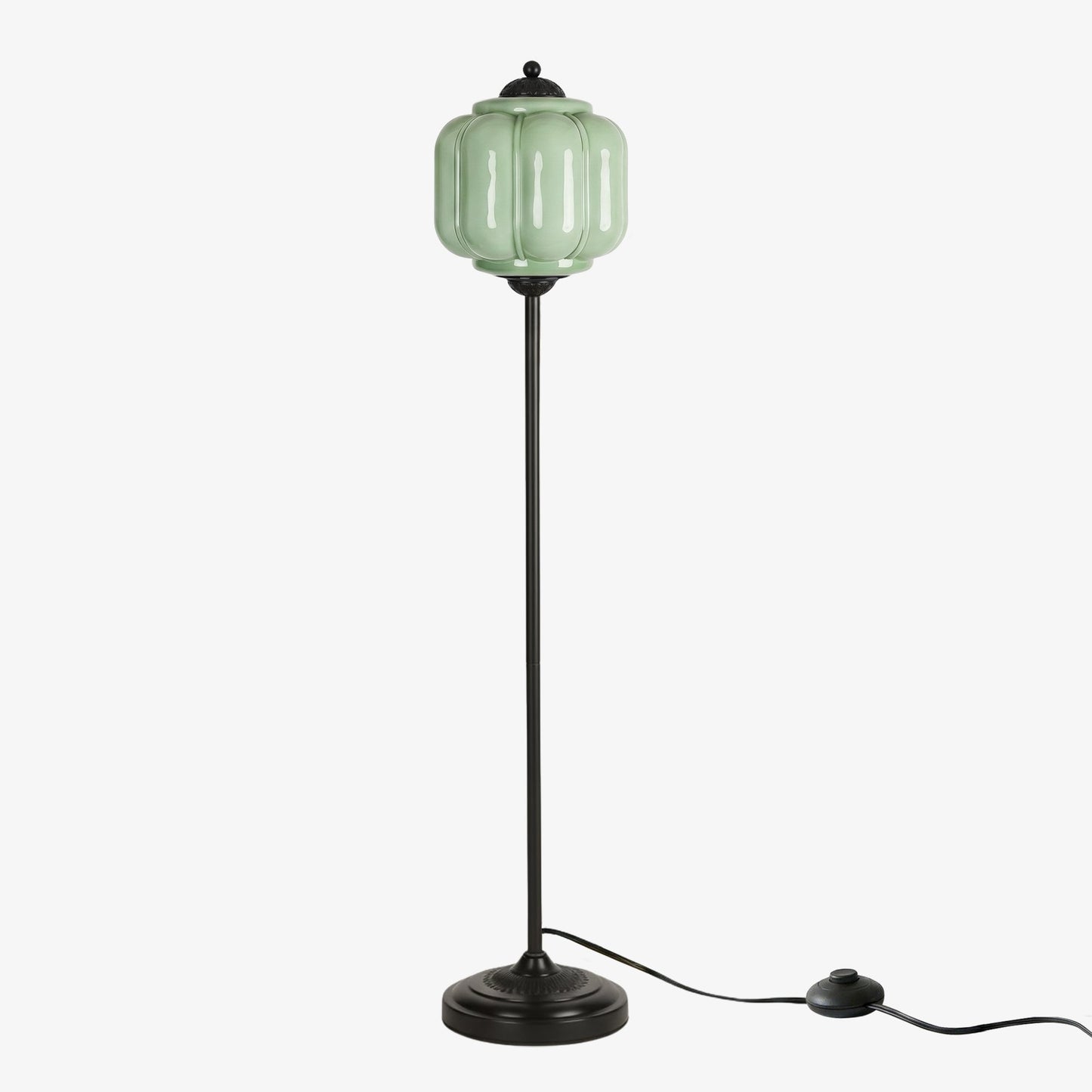 Decoratieve Glazen Pompoen Vloerlamp Retro Organische Stijl Woonkamer Staande Lamp