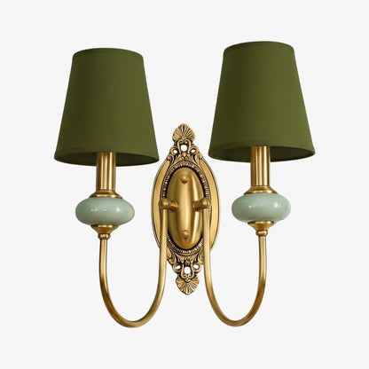 Keramische wandlamp met stoffen kap - 1 of 2 lichtpunten - E27 - diverse kleuren & stijlen