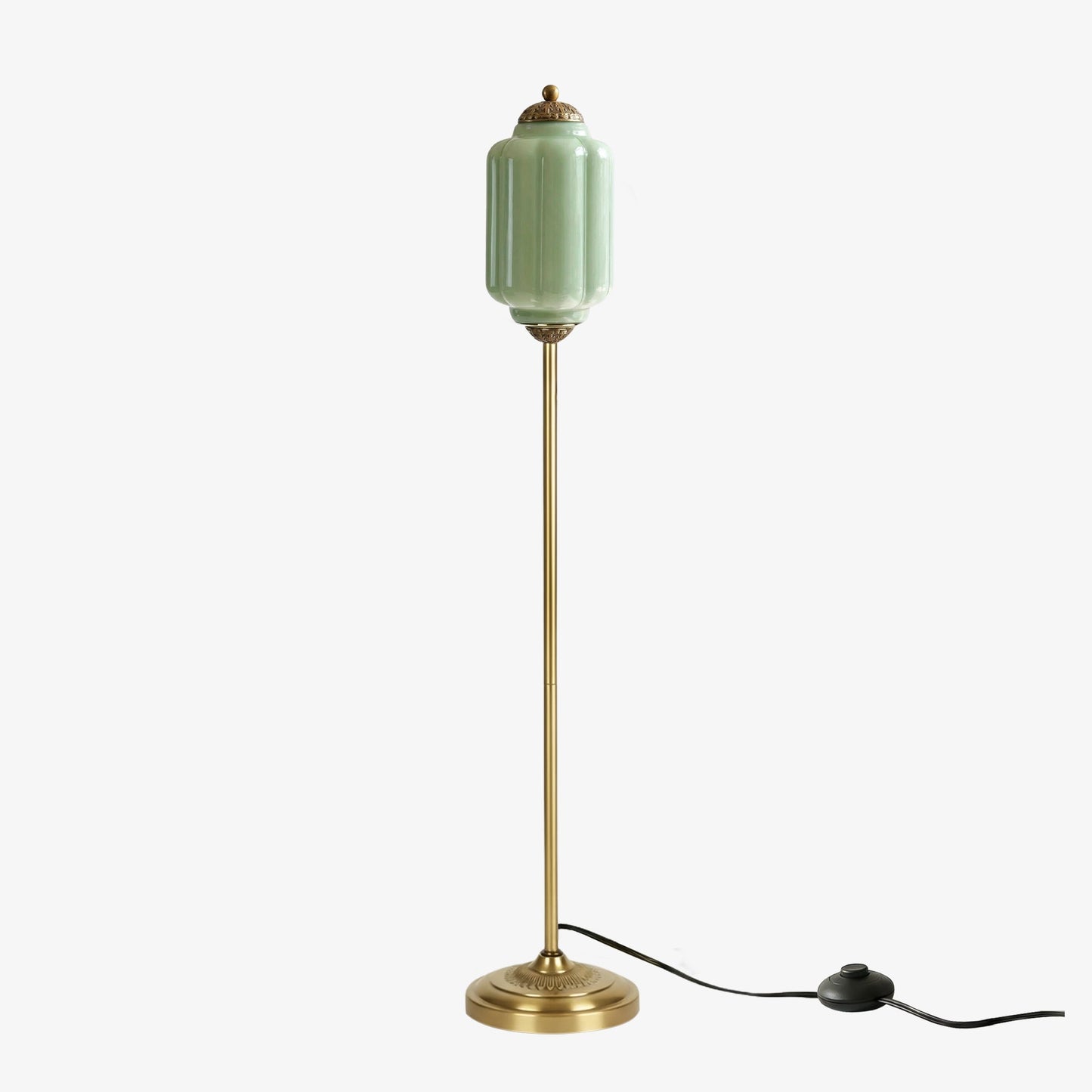 Decoratieve Glazen Pompoen Vloerlamp Retro Organische Stijl Woonkamer Staande Lamp