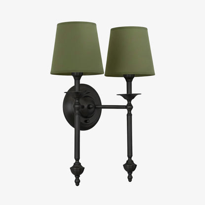 Stoffen Wandlamp met Vintage Koperen Afwerking – Sfeervolle Verlichting voor Hal, Slaapkamer en Woonkamer