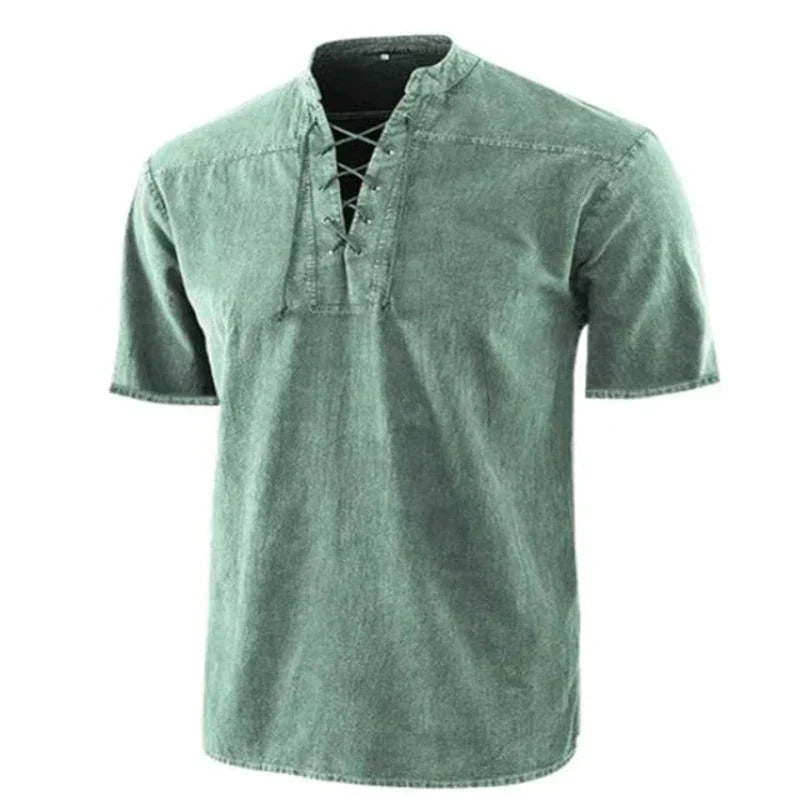 Heren Katoenen Shirt V-hals Casual Stijl
