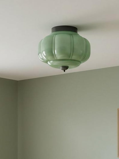 Retro Plafondlamp met Melkglazen Kap – Verfijnde Semi-Flush Mount Verlichting voor Moderne Interieurs
