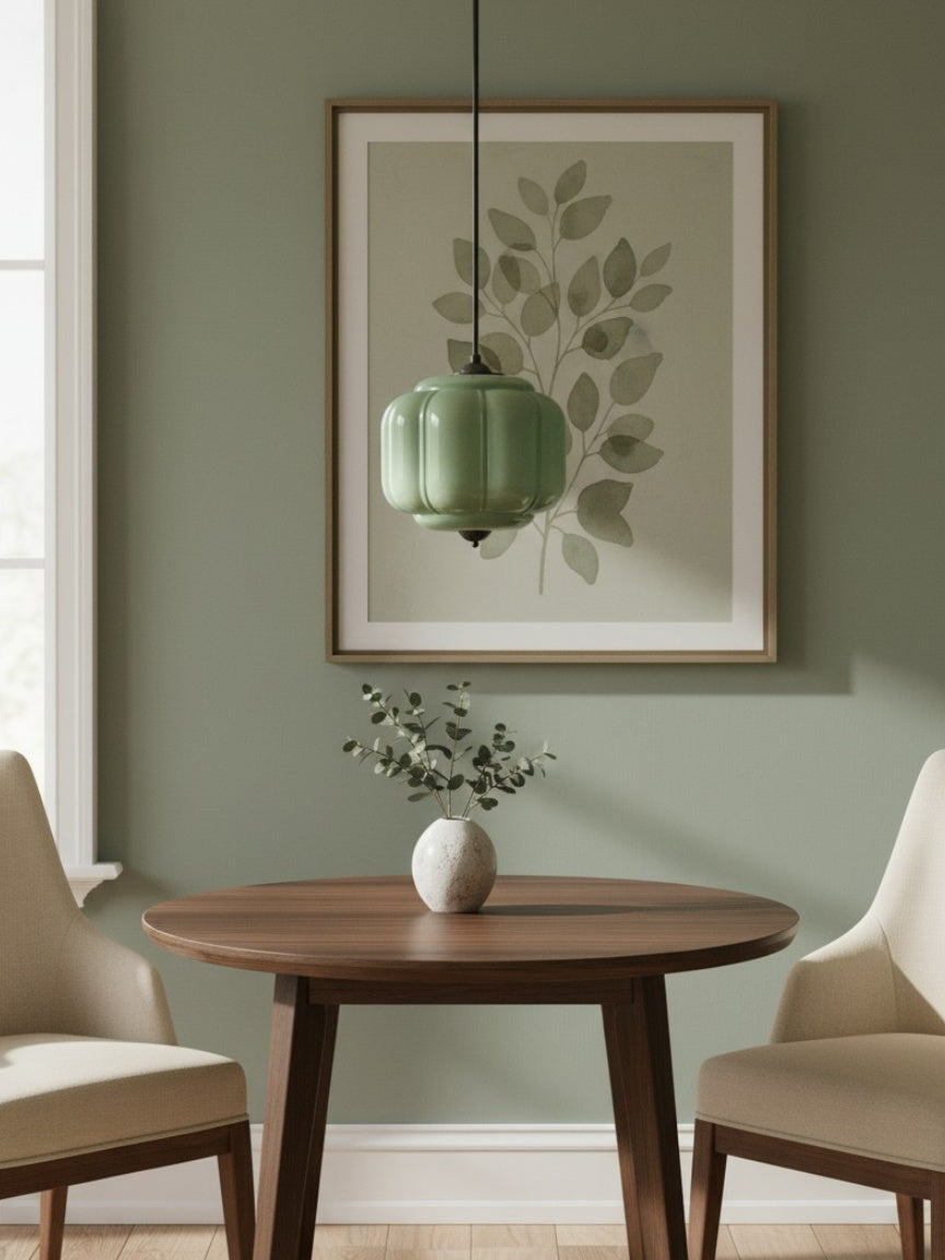 Vintage Kroonluchter met Crèmekleurige Glazen Kappen – Hanglamp in Retro-Stijl voor Eetkamer & Woonkamer