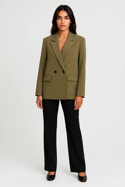 Dames Blazer Oversized met Dubbele Knopen Klassieke Stijl