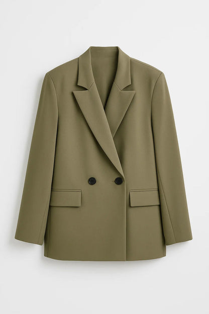 Dames Blazer Oversized met Dubbele Knopen Klassieke Stijl