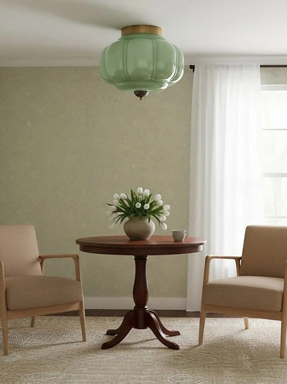Retro Plafondlamp met Melkglazen Kap – Verfijnde Semi-Flush Mount Verlichting voor Moderne Interieurs