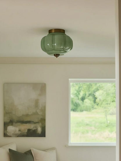 Retro Plafondlamp met Melkglazen Kap – Verfijnde Semi-Flush Mount Verlichting voor Moderne Interieurs