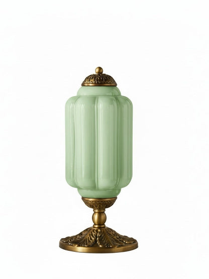 Vintage Glazen Tafellamp met Messing of Zwarte Afwerking