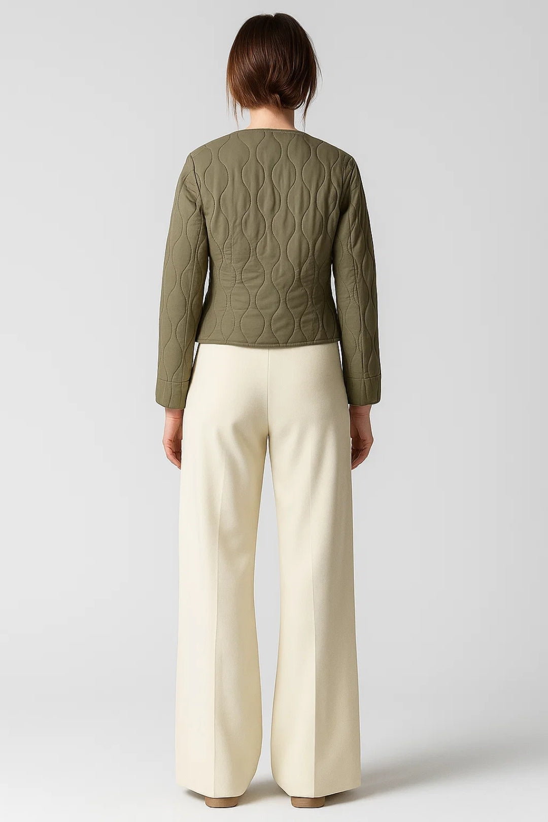 Dames Tussenjas Gewatteerd Cropped Zonder Kraag Casual