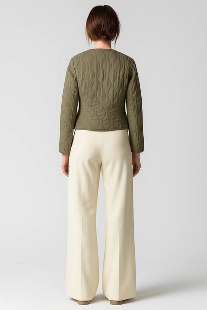 Dames Tussenjas Gewatteerd Cropped Zonder Kraag Casual