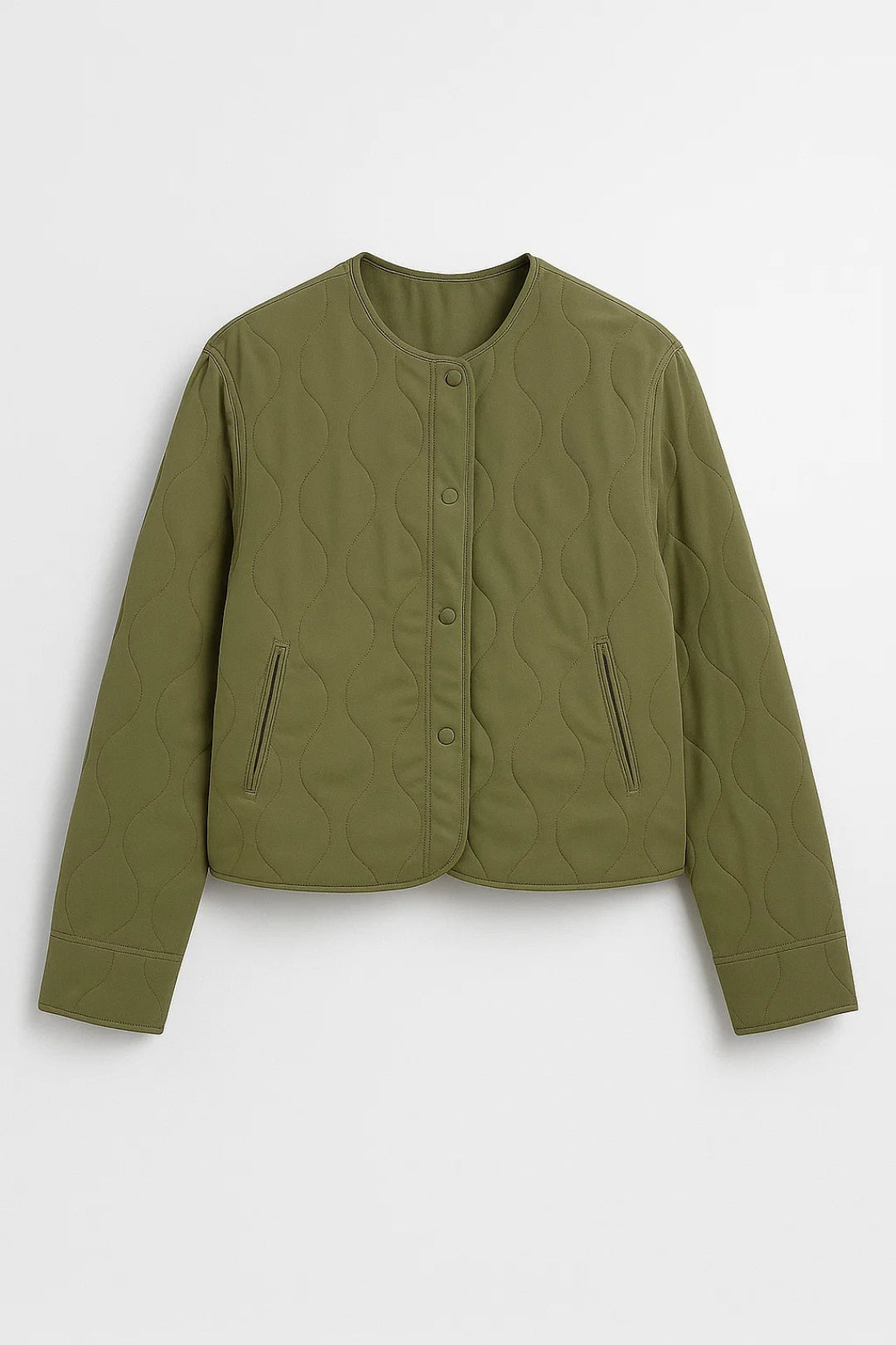 Dames Tussenjas Gewatteerd Cropped Zonder Kraag Casual