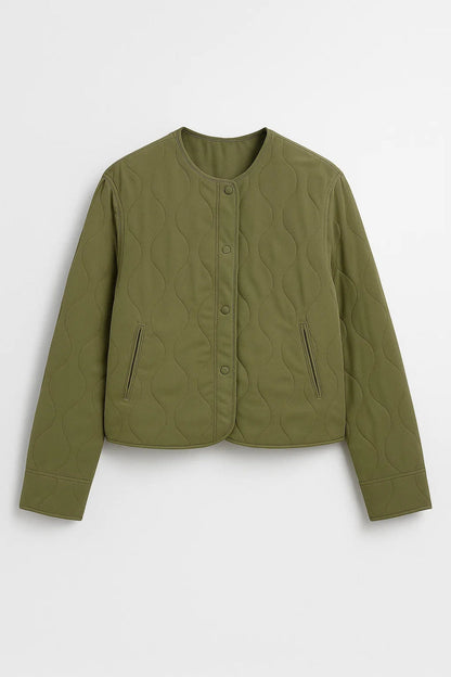 Dames Tussenjas Gewatteerd Cropped Zonder Kraag Casual
