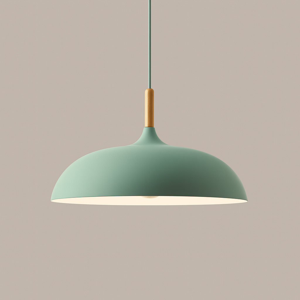 Hanglamp Pastel Aluminium Hout Retro Koepel Bol E27 Kinderkamer Woonkamer