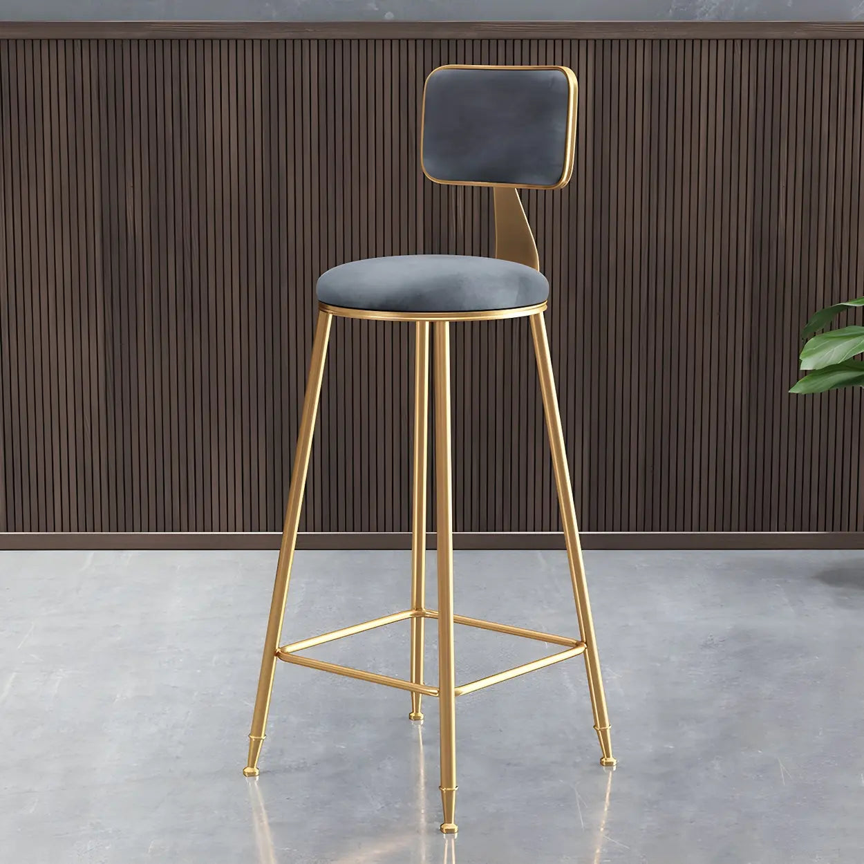 Luxe Velvet Barkruk met Rugleuning en Goudkleurig Metalen Onderstel – Moderne Glam Barstoel voor Keukeneiland en Thuisbar