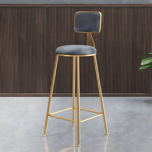 Luxe Velvet Barkruk met Rugleuning en Goudkleurig Metalen Onderstel – Moderne Glam Barstoel voor Keukeneiland en Thuisbar