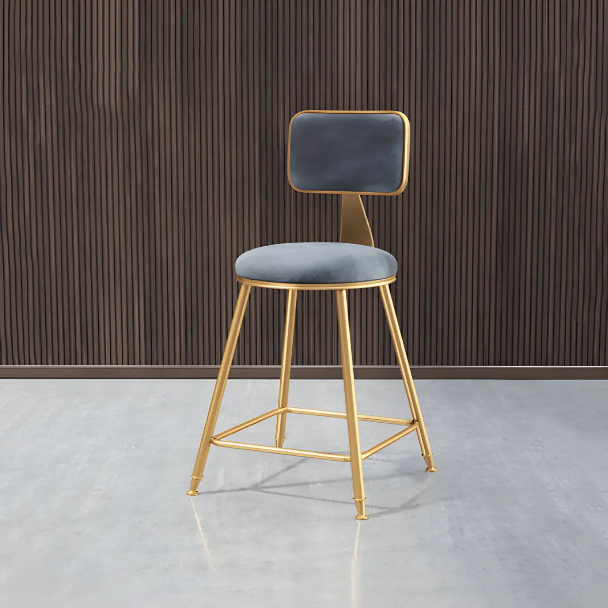 Luxe Velvet Barkruk met Rugleuning en Goudkleurig Metalen Onderstel – Moderne Glam Barstoel voor Keukeneiland en Thuisbar
