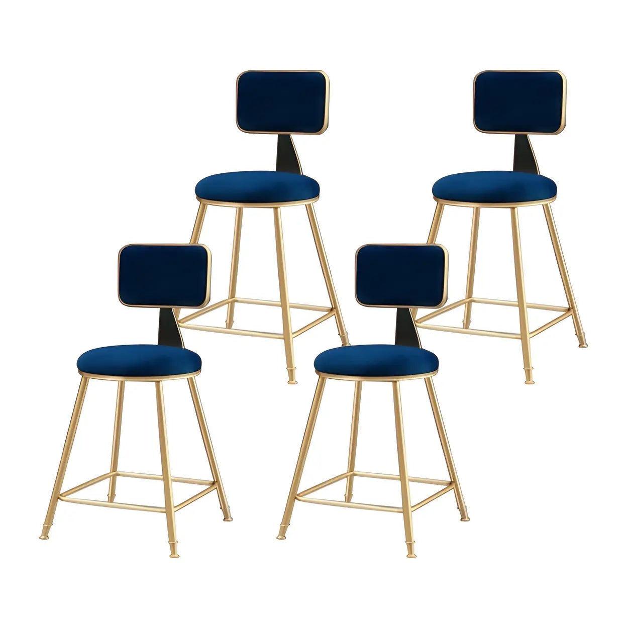 Luxe Velvet Barkruk met Rugleuning en Goudkleurig Metalen Onderstel – Moderne Glam Barstoel voor Keukeneiland en Thuisbar