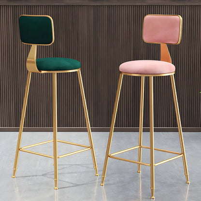 Luxe Velvet Barkruk met Rugleuning en Goudkleurig Metalen Onderstel – Moderne Glam Barstoel voor Keukeneiland en Thuisbar