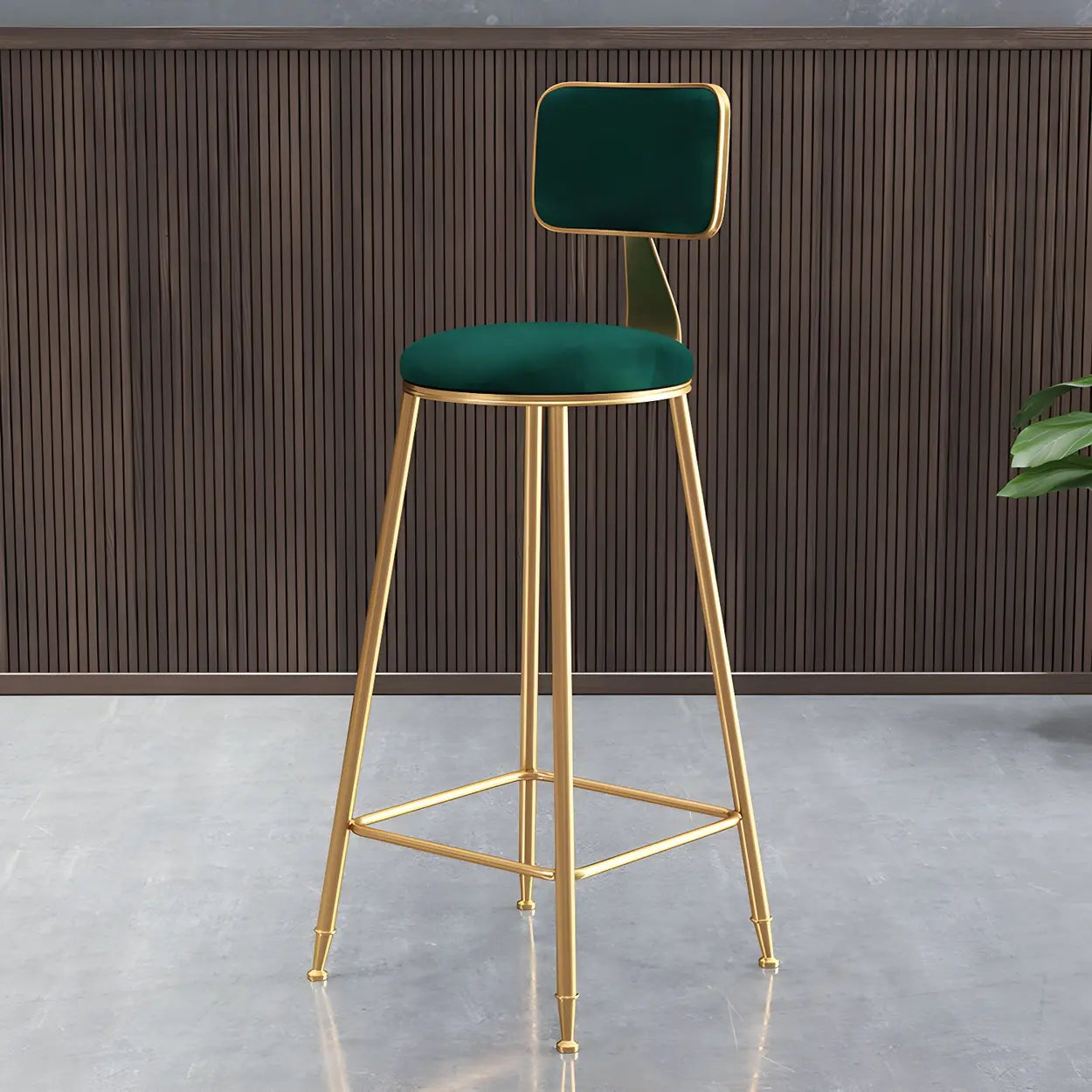 Luxe Velvet Barkruk met Rugleuning en Goudkleurig Metalen Onderstel – Moderne Glam Barstoel voor Keukeneiland en Thuisbar
