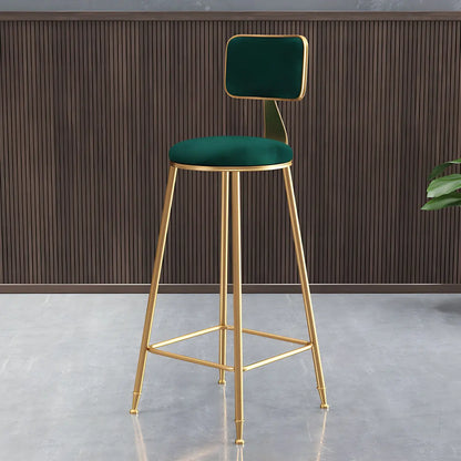 Luxe Velvet Barkruk met Rugleuning en Goudkleurig Metalen Onderstel – Moderne Glam Barstoel voor Keukeneiland en Thuisbar