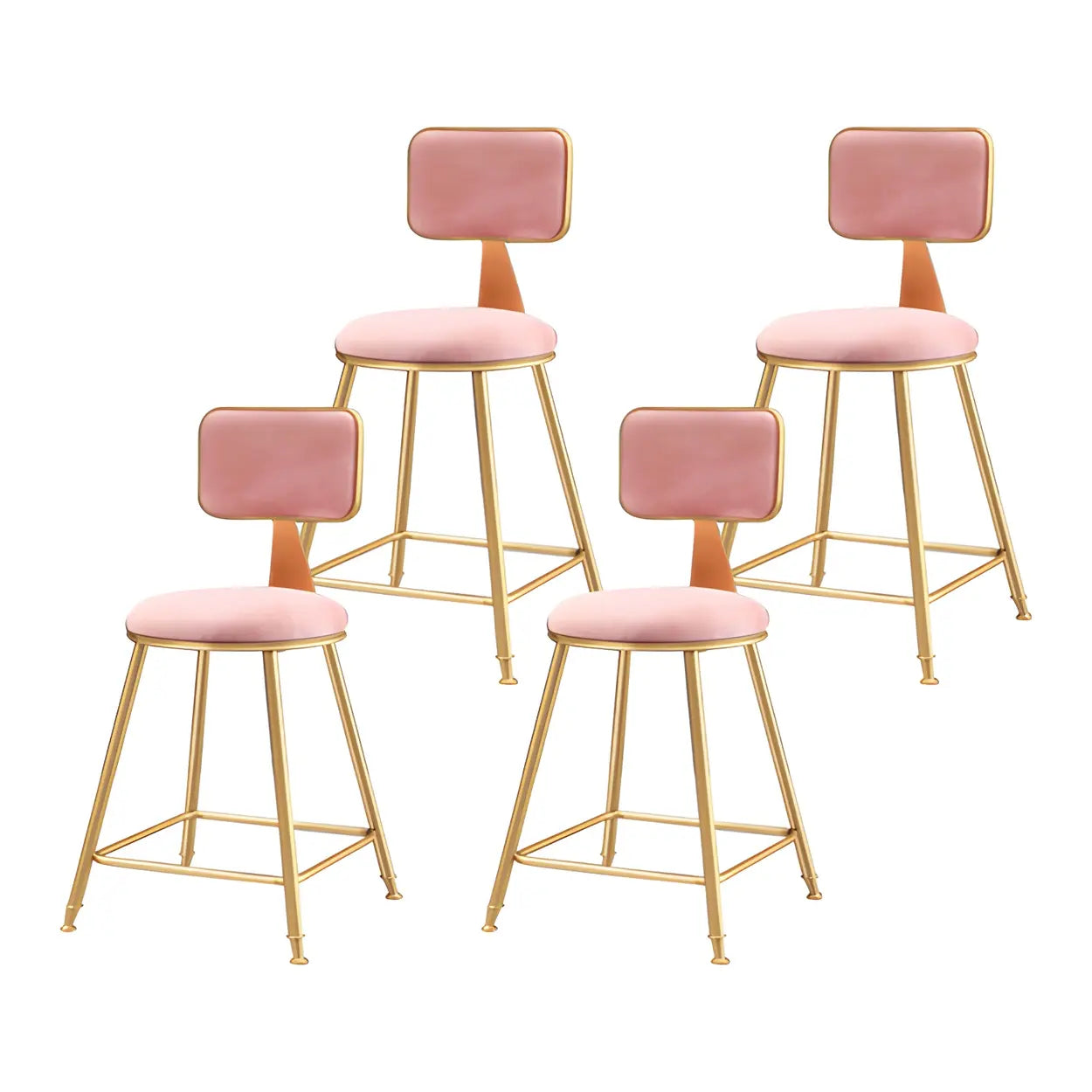 Luxe Velvet Barkruk met Rugleuning en Goudkleurig Metalen Onderstel – Moderne Glam Barstoel voor Keukeneiland en Thuisbar