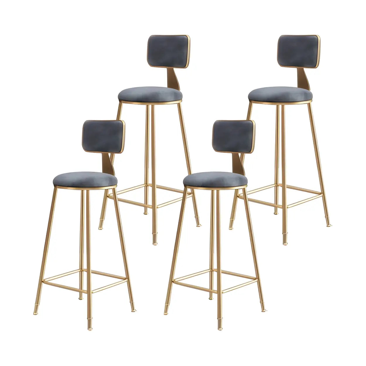 Luxe Velvet Barkruk met Rugleuning en Goudkleurig Metalen Onderstel – Moderne Glam Barstoel voor Keukeneiland en Thuisbar