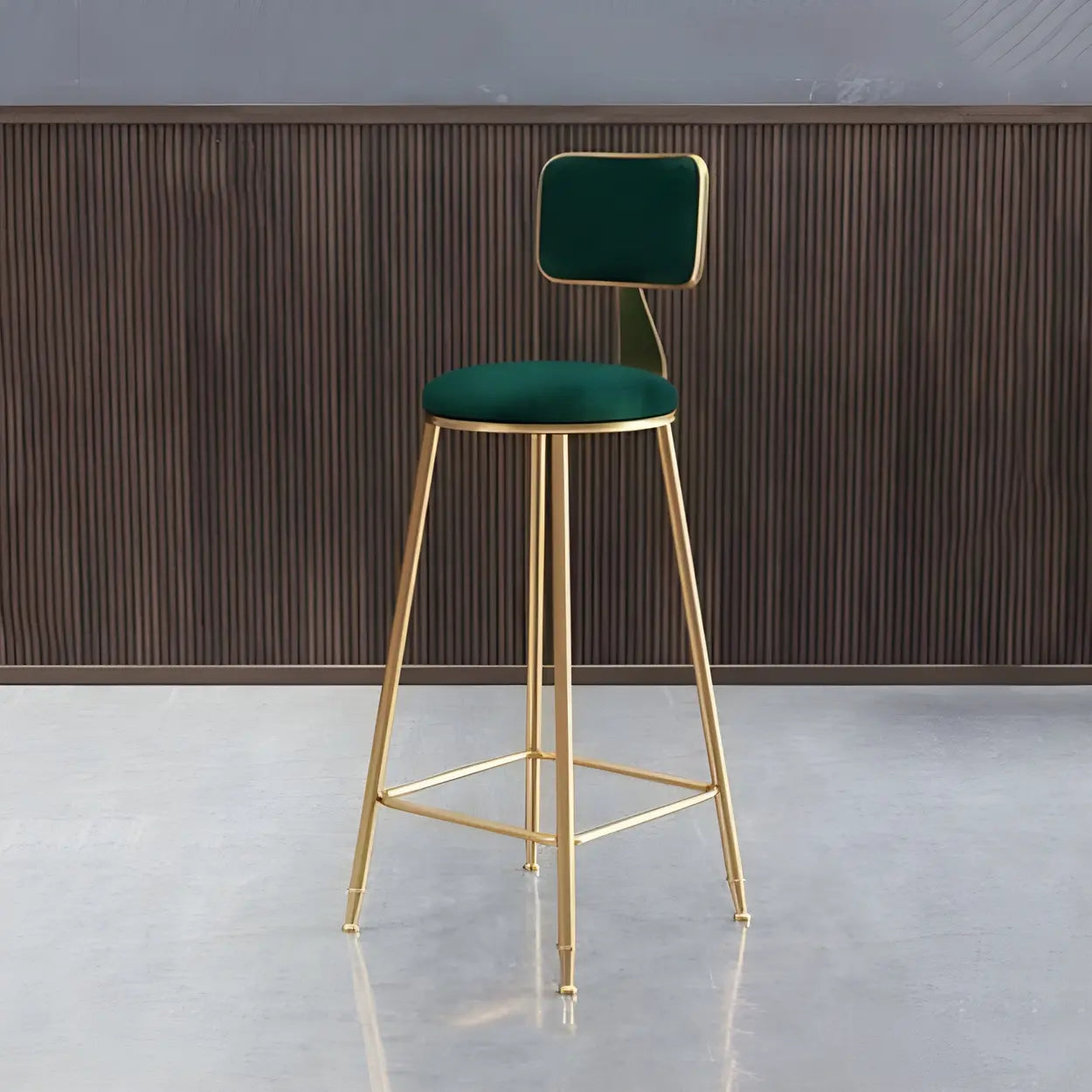 Luxe Velvet Barkruk met Rugleuning en Goudkleurig Metalen Onderstel – Moderne Glam Barstoel voor Keukeneiland en Thuisbar