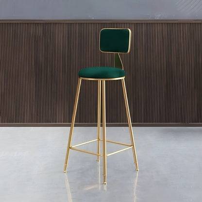 Luxe Velvet Barkruk met Rugleuning en Goudkleurig Metalen Onderstel – Moderne Glam Barstoel voor Keukeneiland en Thuisbar