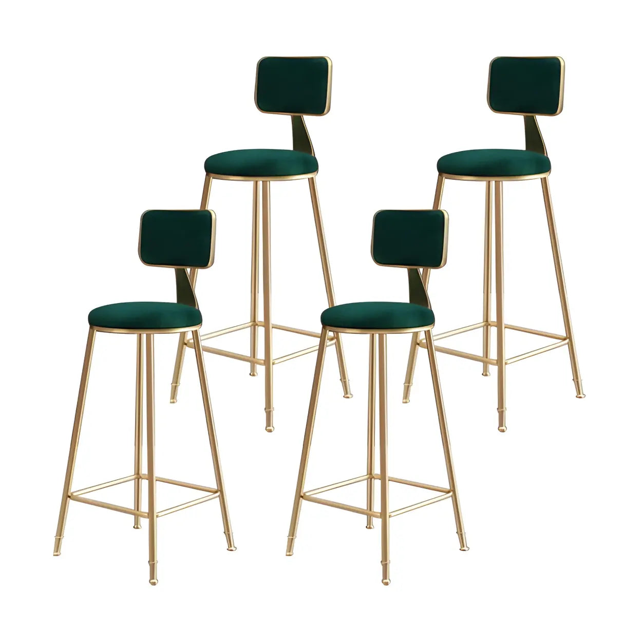 Luxe Velvet Barkruk met Rugleuning en Goudkleurig Metalen Onderstel – Moderne Glam Barstoel voor Keukeneiland en Thuisbar