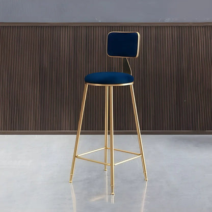 Luxe Velvet Barkruk met Rugleuning en Goudkleurig Metalen Onderstel – Moderne Glam Barstoel voor Keukeneiland en Thuisbar