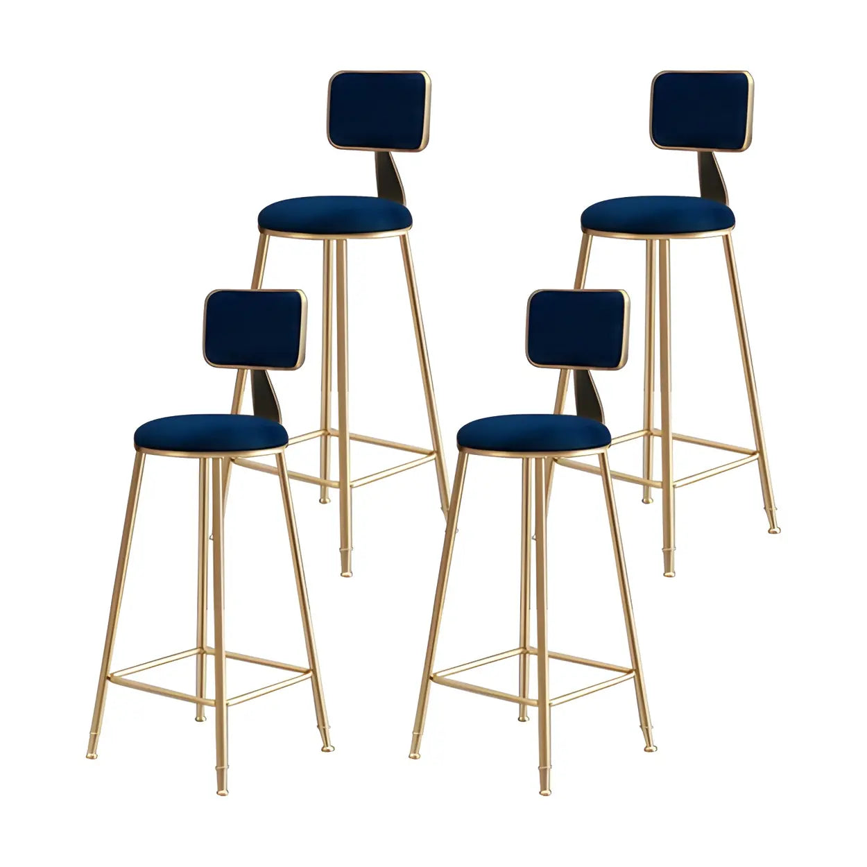 Luxe Velvet Barkruk met Rugleuning en Goudkleurig Metalen Onderstel – Moderne Glam Barstoel voor Keukeneiland en Thuisbar