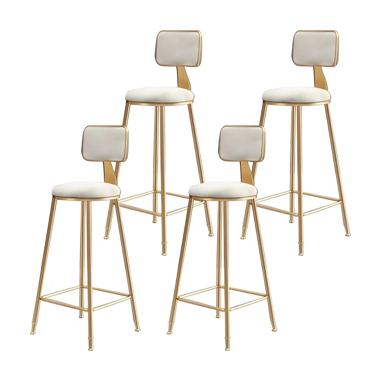 Luxe Velvet Barkruk met Rugleuning en Goudkleurig Metalen Onderstel – Moderne Glam Barstoel voor Keukeneiland en Thuisbar