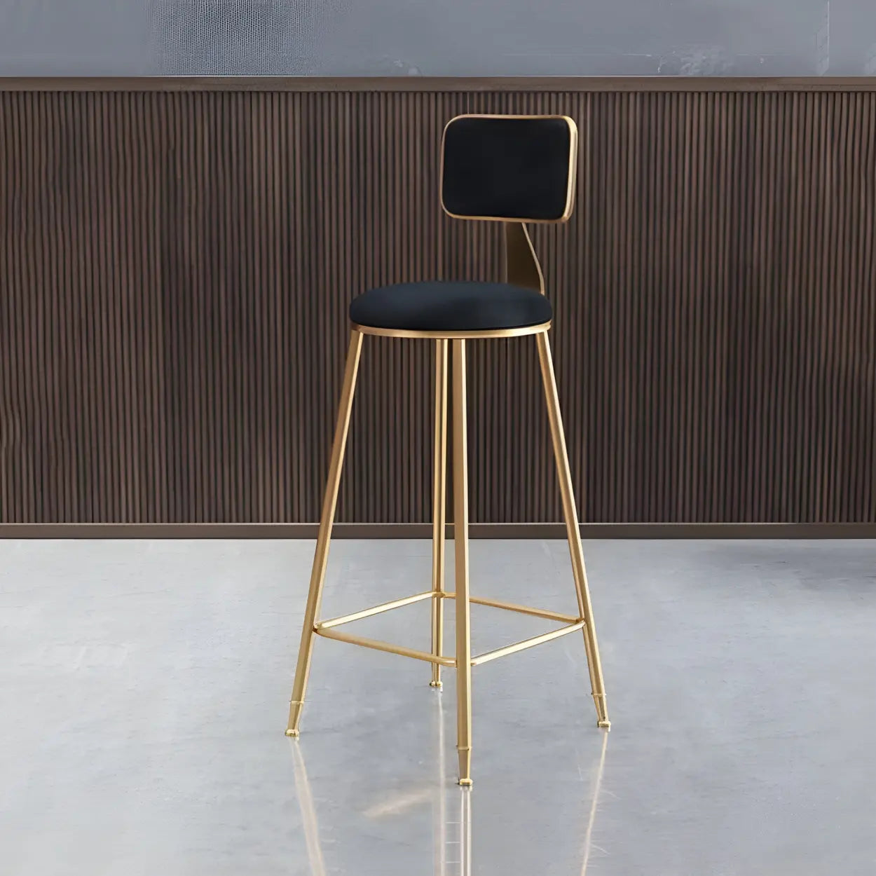 Luxe Velvet Barkruk met Rugleuning en Goudkleurig Metalen Onderstel – Moderne Glam Barstoel voor Keukeneiland en Thuisbar