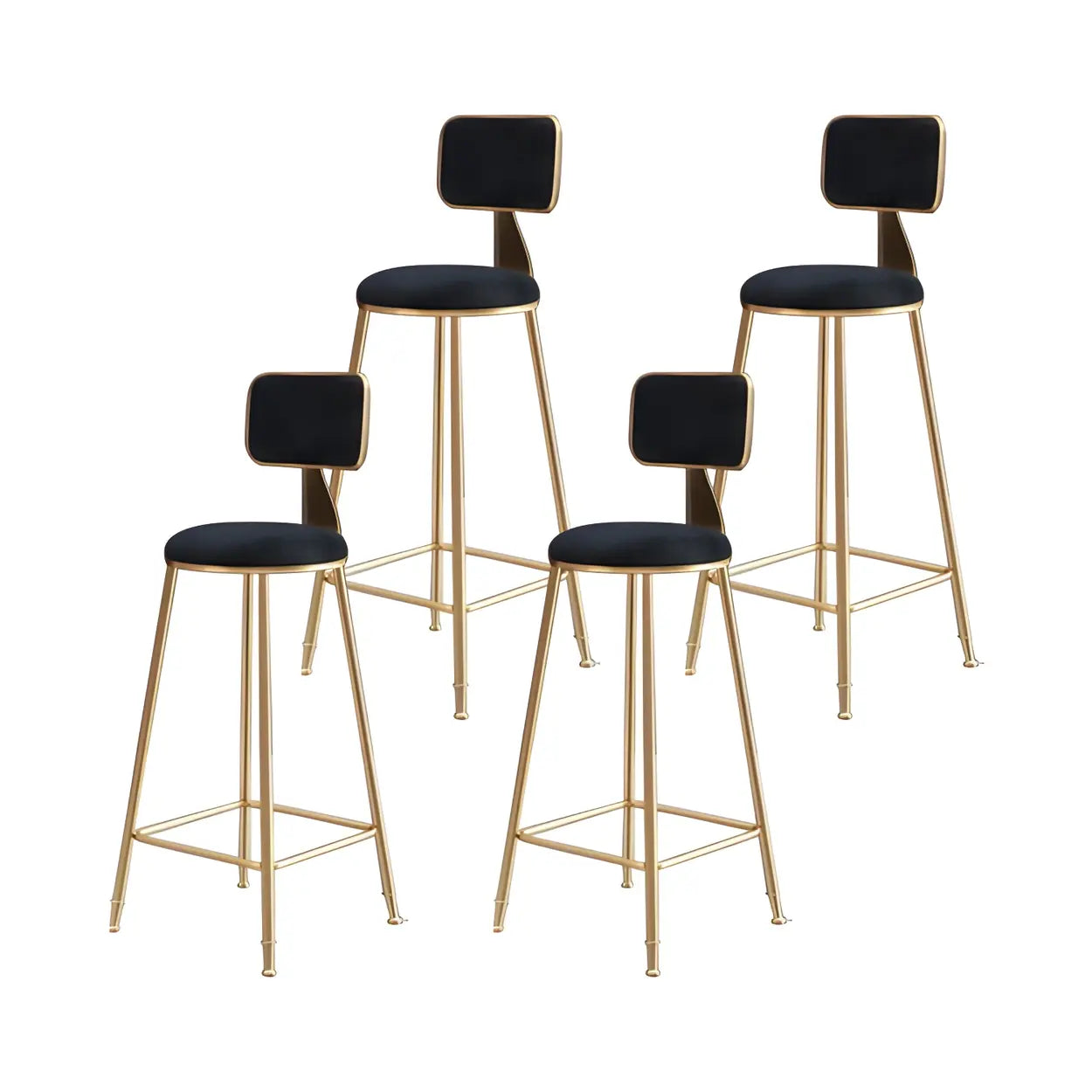 Luxe Velvet Barkruk met Rugleuning en Goudkleurig Metalen Onderstel – Moderne Glam Barstoel voor Keukeneiland en Thuisbar