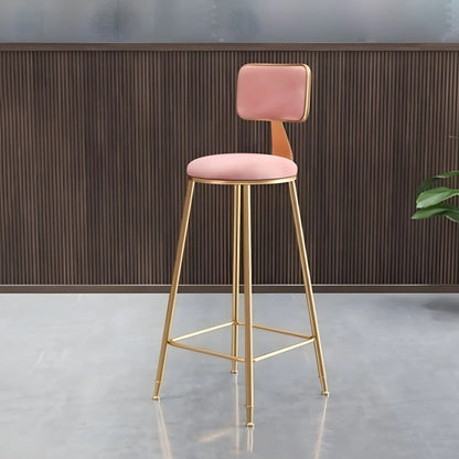 Luxe Velvet Barkruk met Rugleuning en Goudkleurig Metalen Onderstel – Moderne Glam Barstoel voor Keukeneiland en Thuisbar