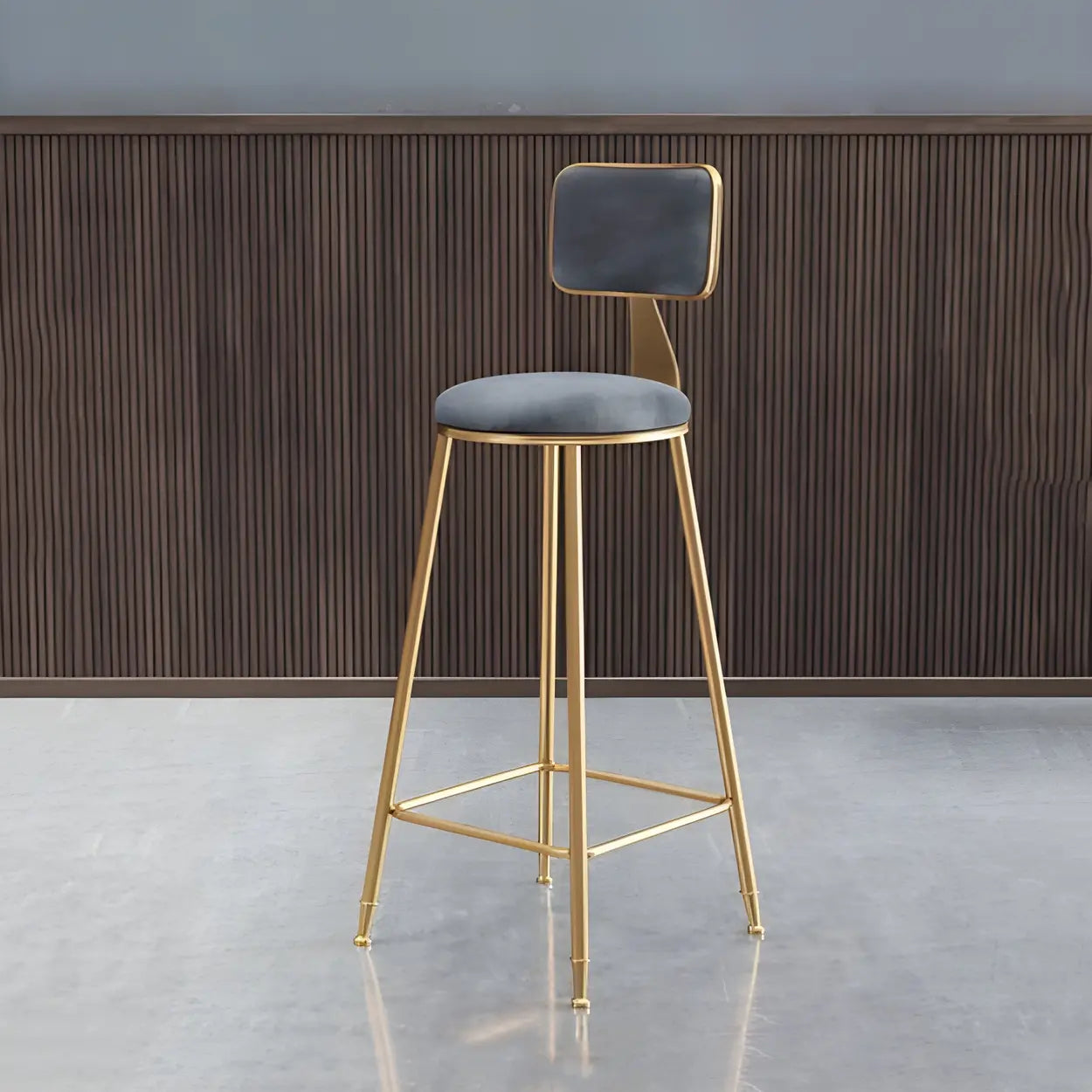 Luxe Velvet Barkruk met Rugleuning en Goudkleurig Metalen Onderstel – Moderne Glam Barstoel voor Keukeneiland en Thuisbar