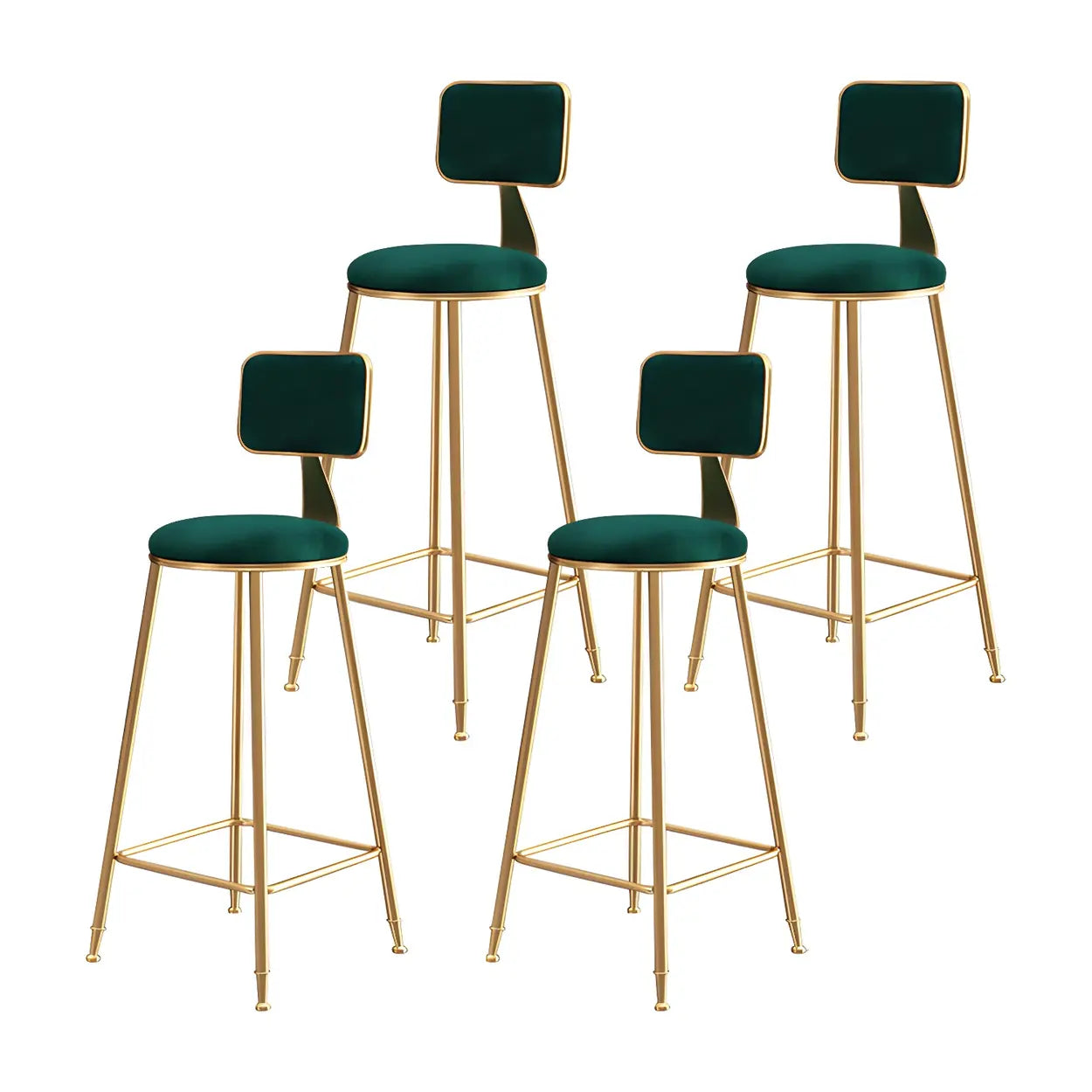 Luxe Velvet Barkruk met Rugleuning en Goudkleurig Metalen Onderstel – Moderne Glam Barstoel voor Keukeneiland en Thuisbar