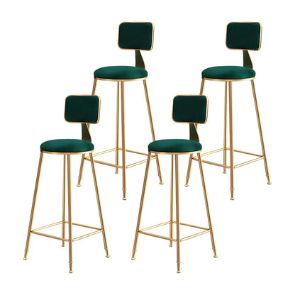 Luxe Velvet Barkruk met Rugleuning en Goudkleurig Metalen Onderstel – Moderne Glam Barstoel voor Keukeneiland en Thuisbar