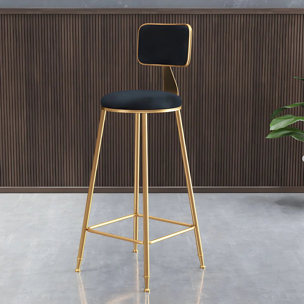 Luxe Velvet Barkruk met Rugleuning en Goudkleurig Metalen Onderstel – Moderne Glam Barstoel voor Keukeneiland en Thuisbar