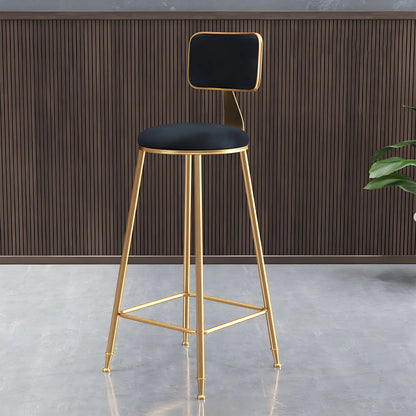 Luxe Velvet Barkruk met Rugleuning en Goudkleurig Metalen Onderstel – Moderne Glam Barstoel voor Keukeneiland en Thuisbar