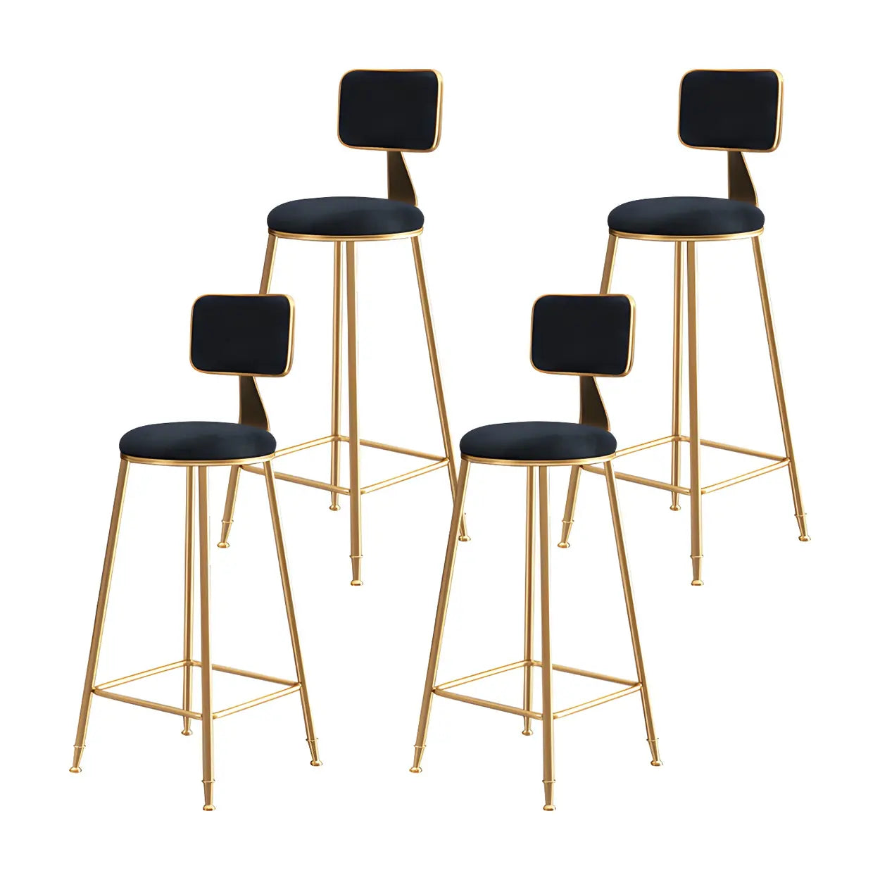 Luxe Velvet Barkruk met Rugleuning en Goudkleurig Metalen Onderstel – Moderne Glam Barstoel voor Keukeneiland en Thuisbar