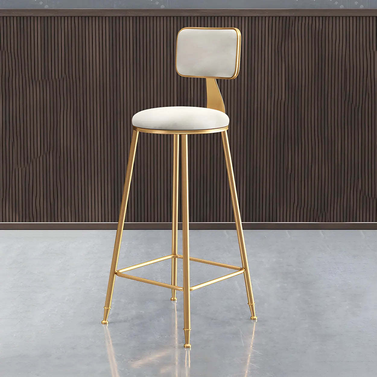 Luxe Velvet Barkruk met Rugleuning en Goudkleurig Metalen Onderstel – Moderne Glam Barstoel voor Keukeneiland en Thuisbar