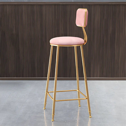 Luxe Velvet Barkruk met Rugleuning en Goudkleurig Metalen Onderstel – Moderne Glam Barstoel voor Keukeneiland en Thuisbar