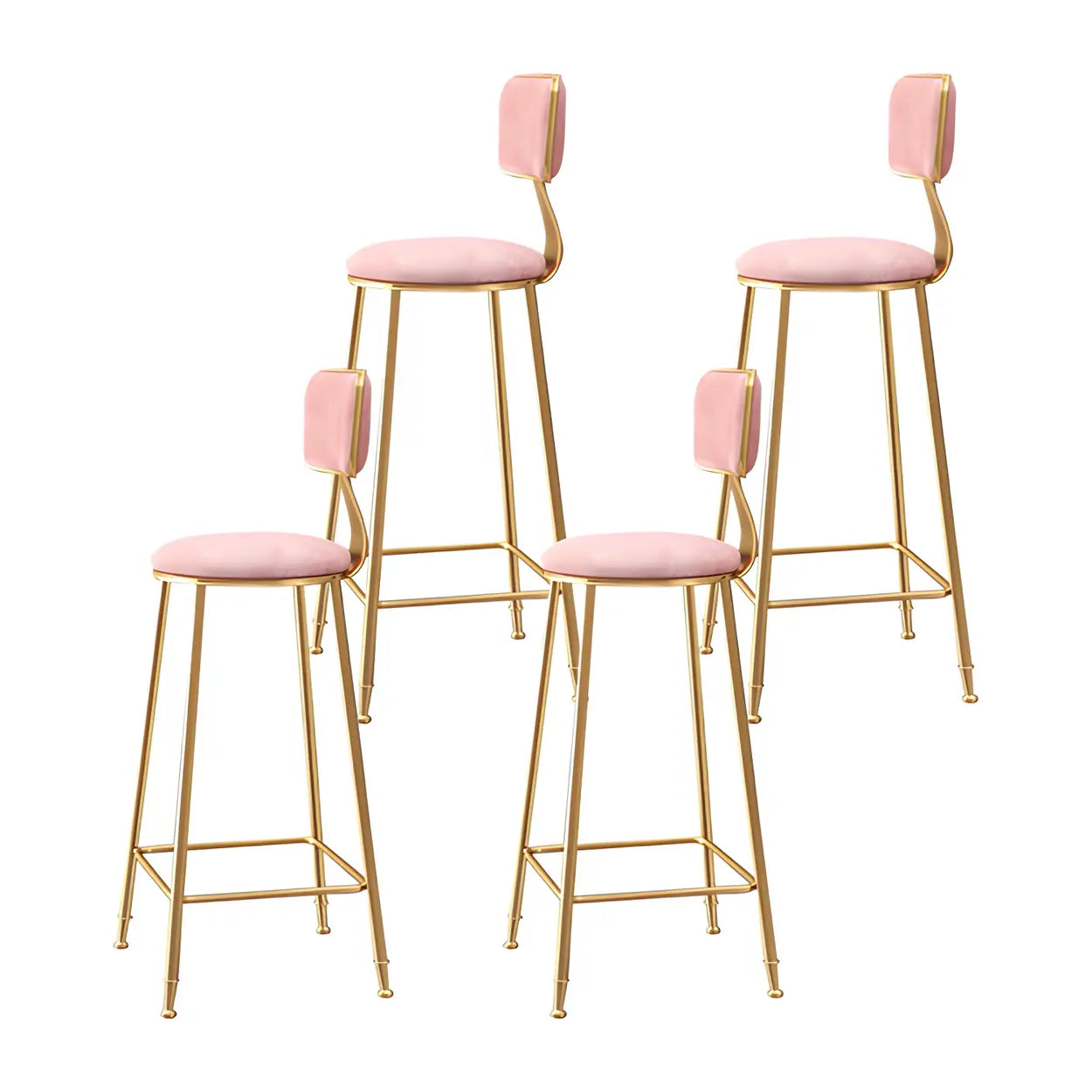 Luxe Velvet Barkruk met Rugleuning en Goudkleurig Metalen Onderstel – Moderne Glam Barstoel voor Keukeneiland en Thuisbar