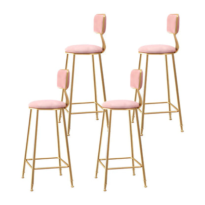 Luxe Velvet Barkruk met Rugleuning en Goudkleurig Metalen Onderstel – Moderne Glam Barstoel voor Keukeneiland en Thuisbar